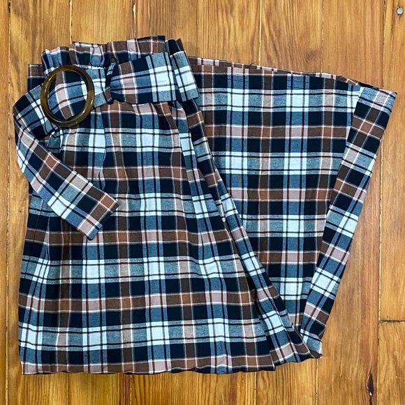 PRELOVED ASOS || PLAID MIDI SKIRT - Picture 1 of 4